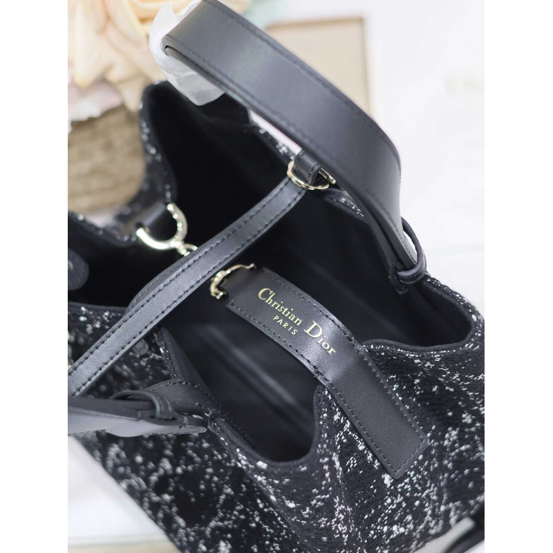 D*or medium toujours bag black cannage tweed
