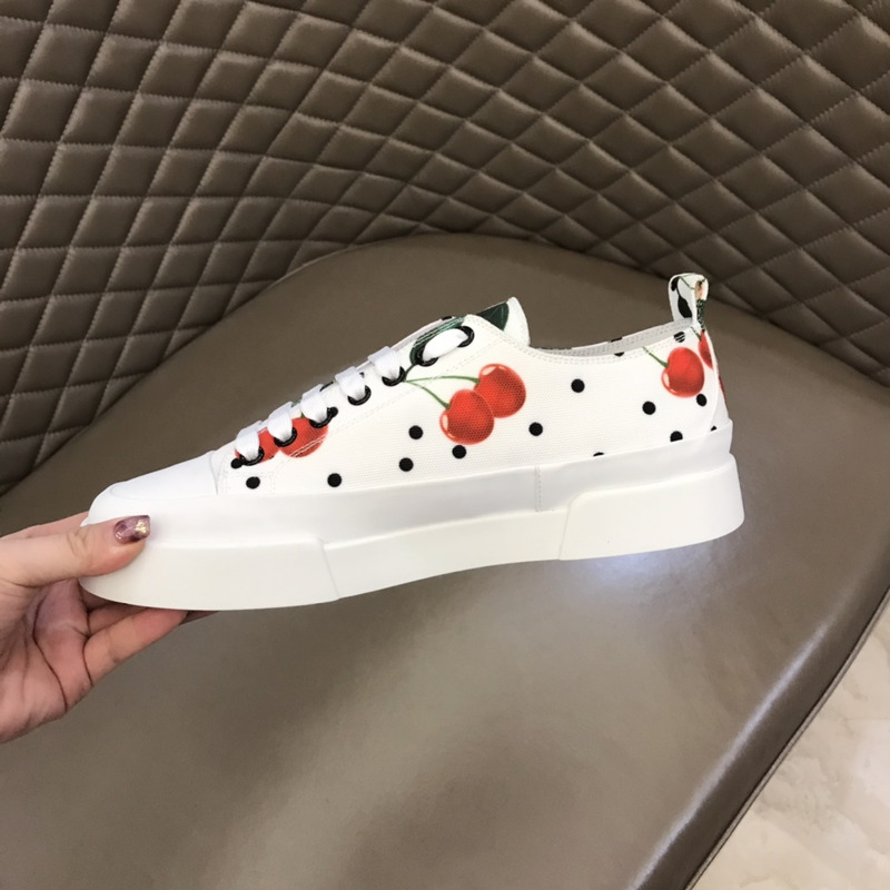 Dolce & Gabbana ModeSens Portofino Cherry Polka Dot Low-top Sneakers In Cherry Poi