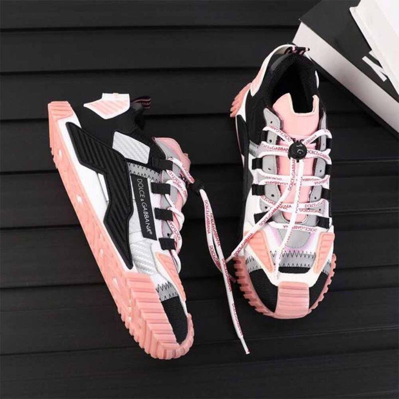 Dolce & Gabbana Black & Pink NS1 Slip-on Sneakers