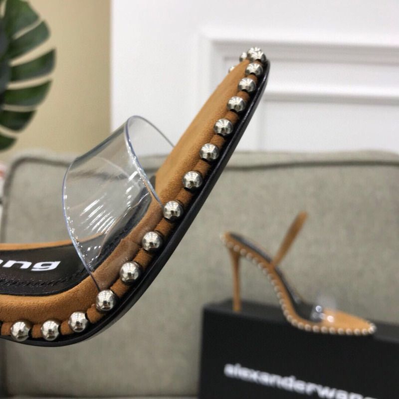 Alexander Wang Nova Satin Crystal Sandal in Khaki