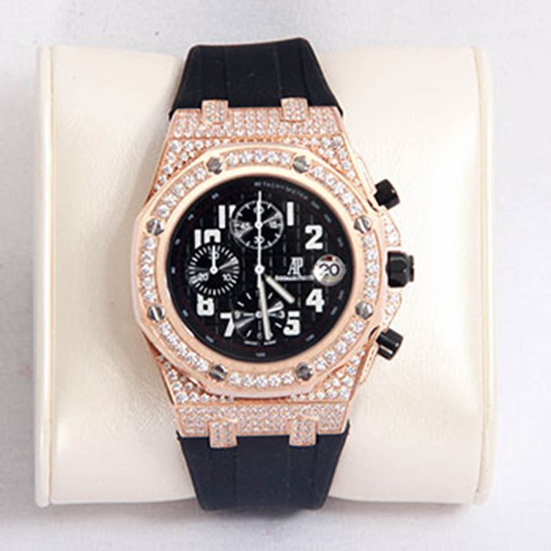 Amiri Audemars Piguet Royal Oak Offshore Jewelly Mens Black Strap Black Dial Watch