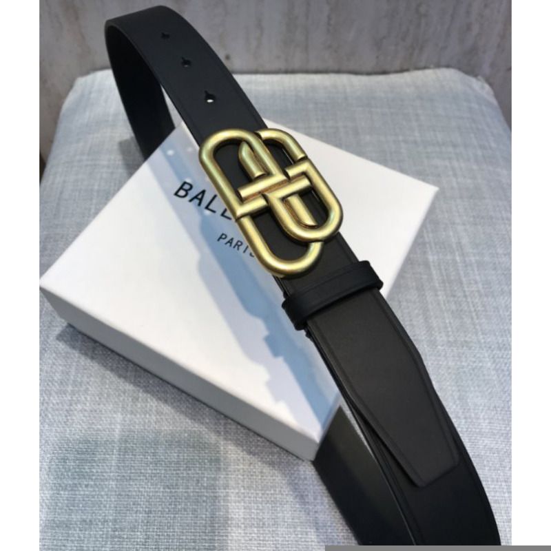 Ba*len*cia*ga black bb belt with golden buckle