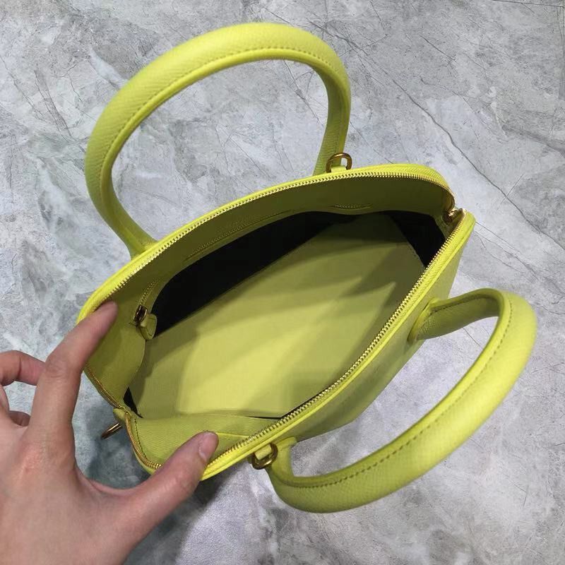 Ba*len*cia*ga logo printed leather yellow shoulder bag