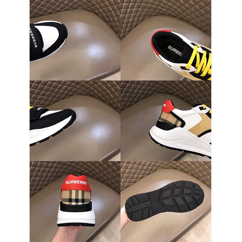 B**rry nylon, suede and vintage check sneakers