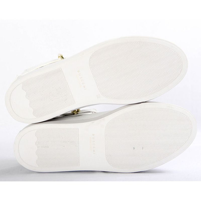 Buscemi High-top Top Pebbled Leather White Sneaker