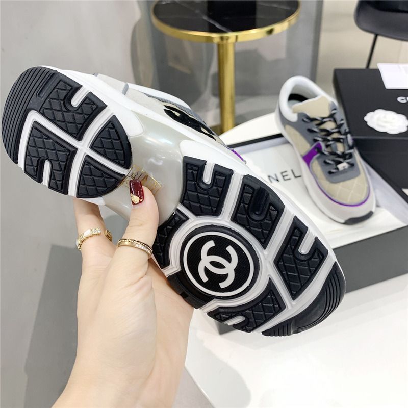 Ch*el low-top luminous sneakers(purple&grey)