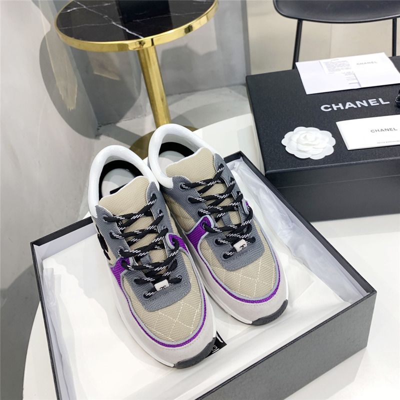 Ch*el low-top luminous sneakers(purple&grey)