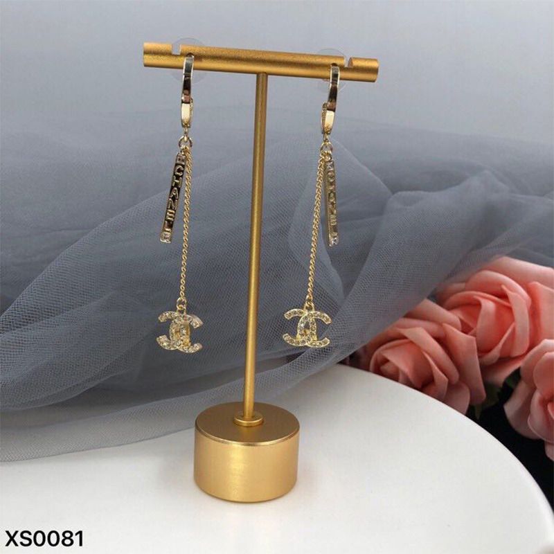 Ch*el embellished crystal metal earrings