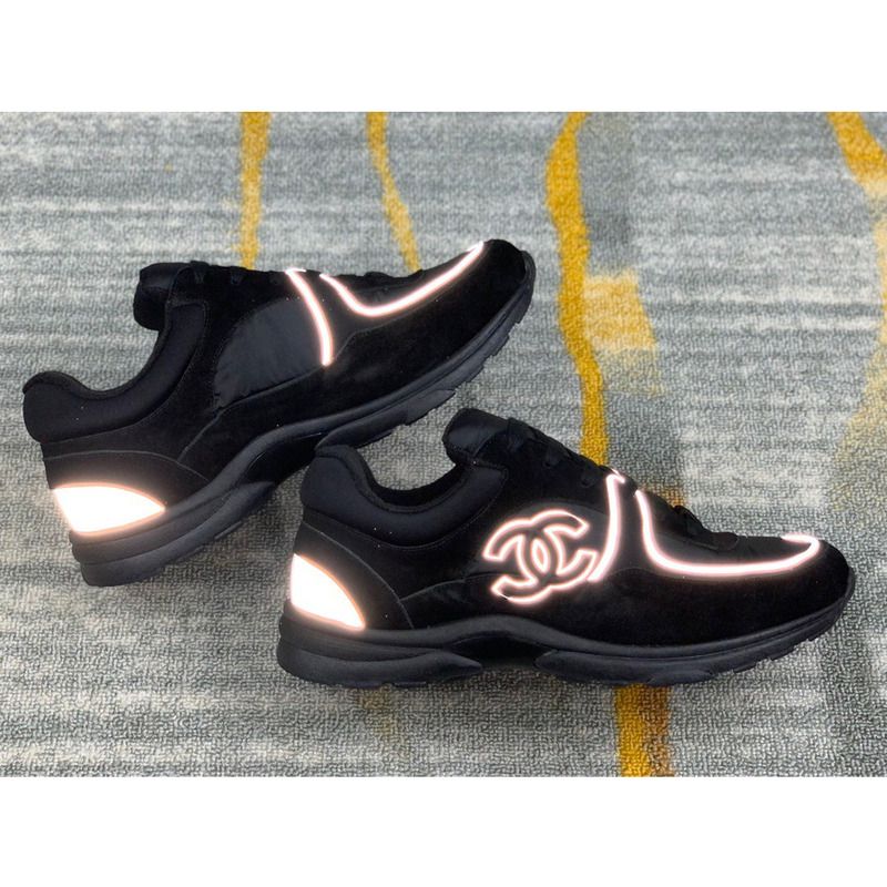 Ch*el sneakers suede nylon reflective