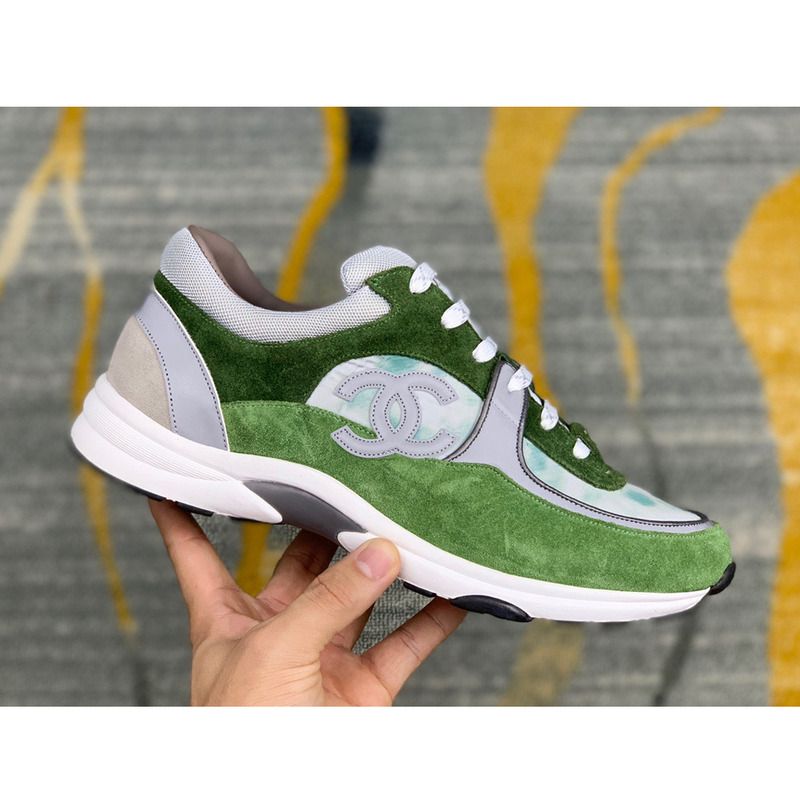 Ch*el sneakers suede nylon reflective