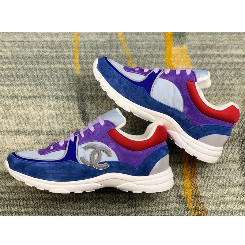 Ch*el sneakers suede nylon reflective