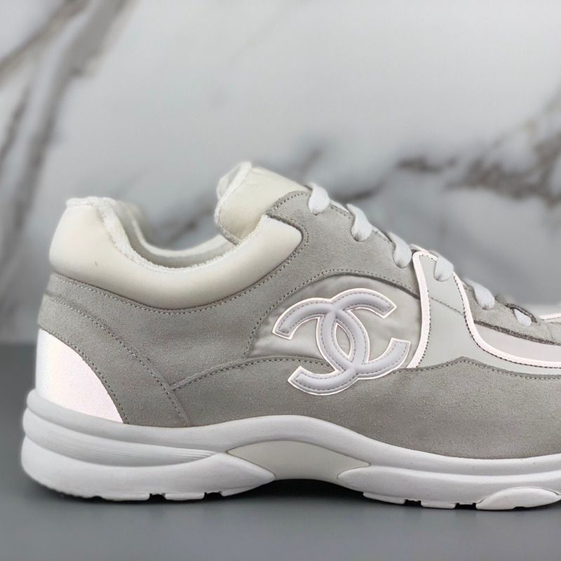 Ch*el sneakers suede nylon reflective