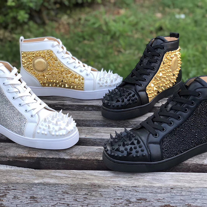 ch**an louboutin made-to-order!!! S*per perfect strass spike sneaker in black