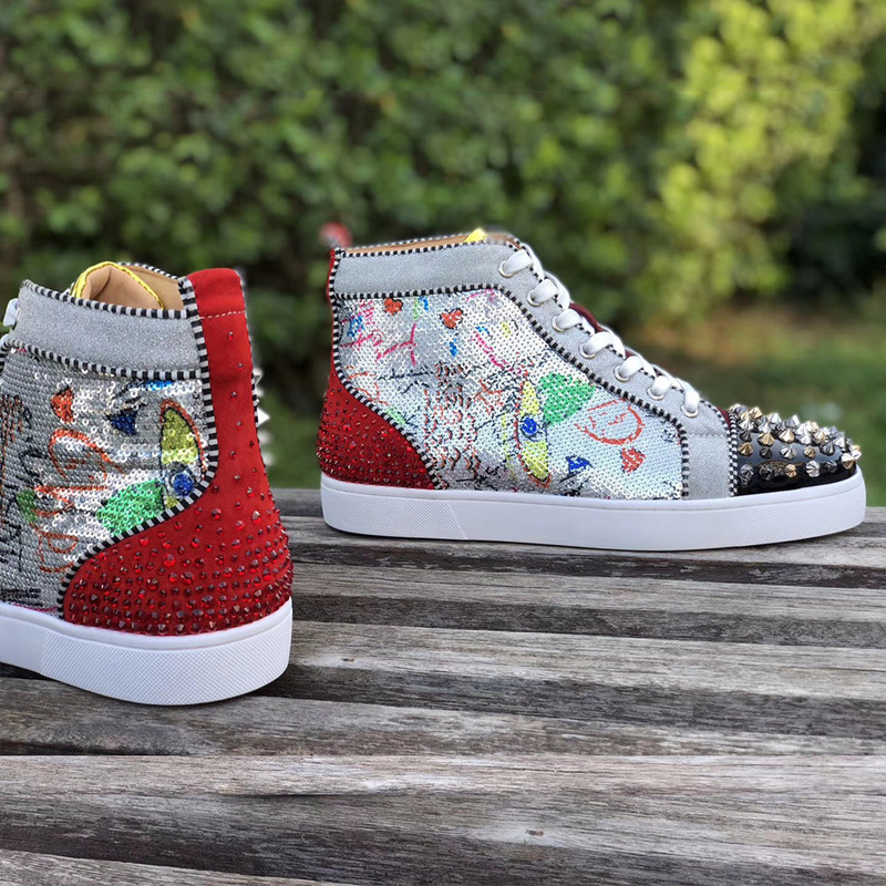 [made  to order] ch**an louboutin S*per perfect no limit f18 sliver loubitag paillette sneaker