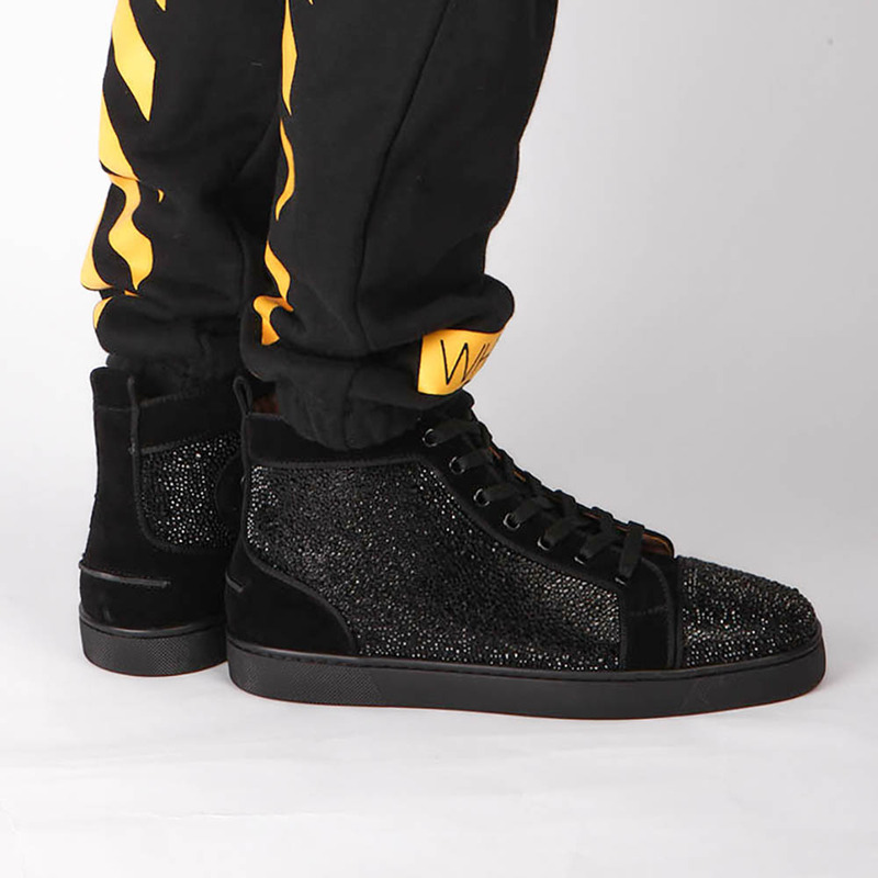 large stock!!! ch**an louboutin S*per perfect l**is strass black men