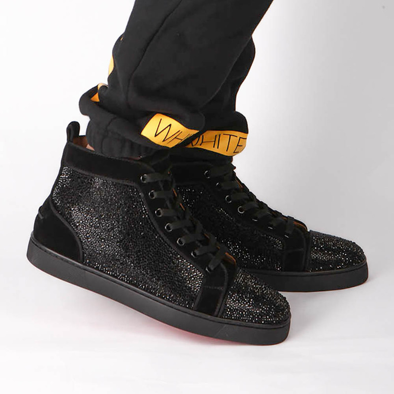 large stock!!! ch**an louboutin S*per perfect l**is strass black men