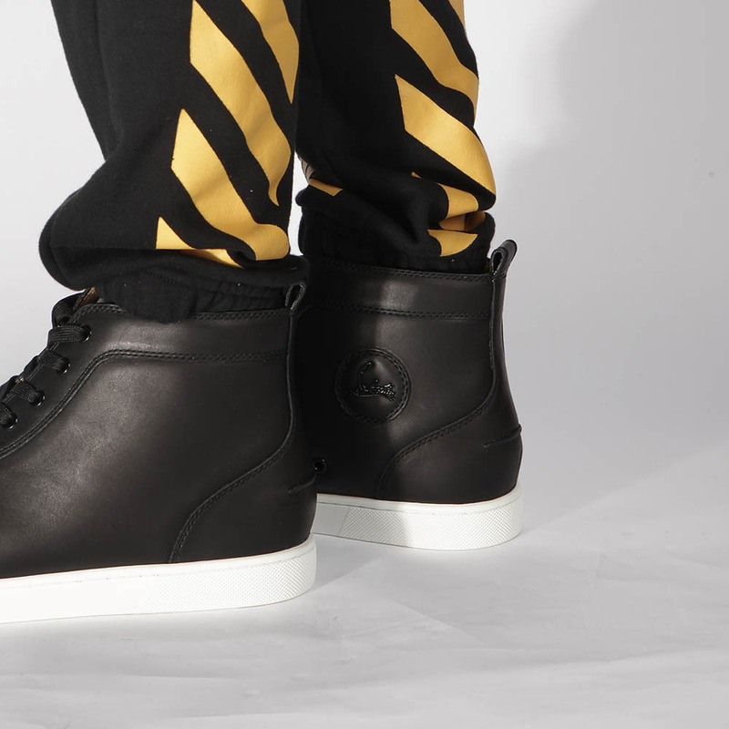 made-to-order!!! Ch**an louboutin limited version l**is flat mens high top leather sneakers black