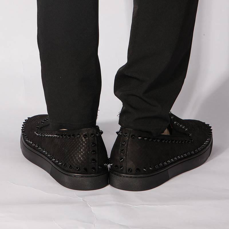 [made  to order] ch**an louboutin S*per perfect pik boat python skin flats in black