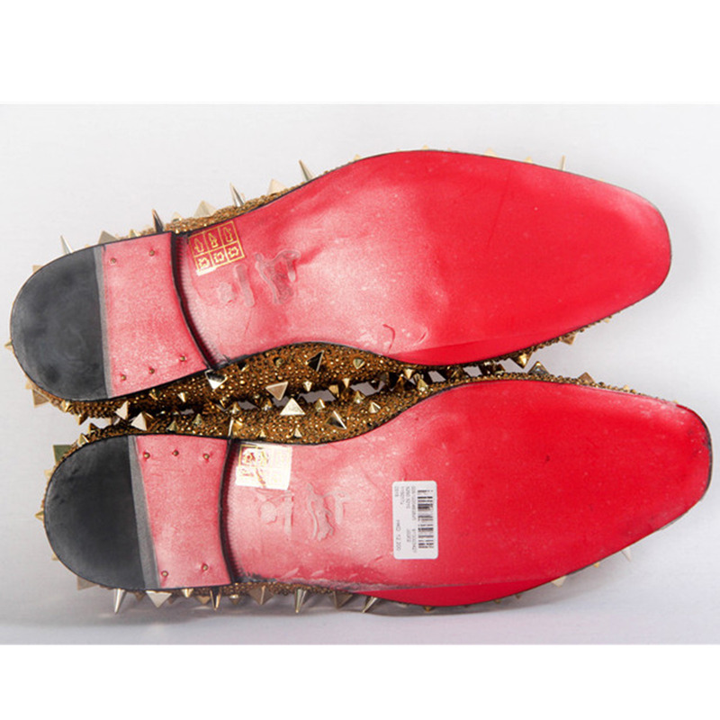 made to order!!! ch**an louboutin S*per perfect gold spikes loafers