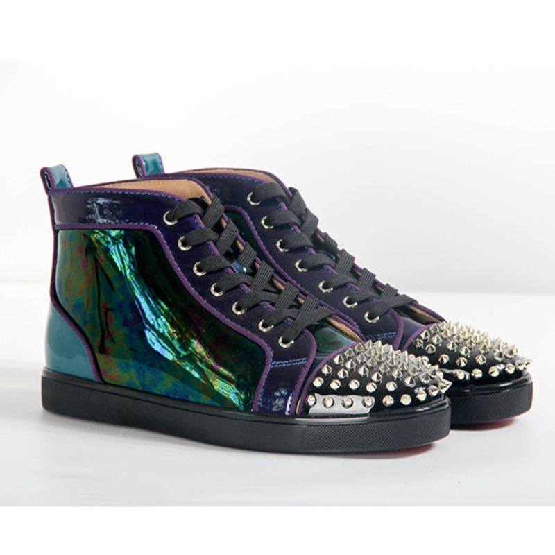 Ch**an louboutin in stock limited version mens spikes flat high top sneaker