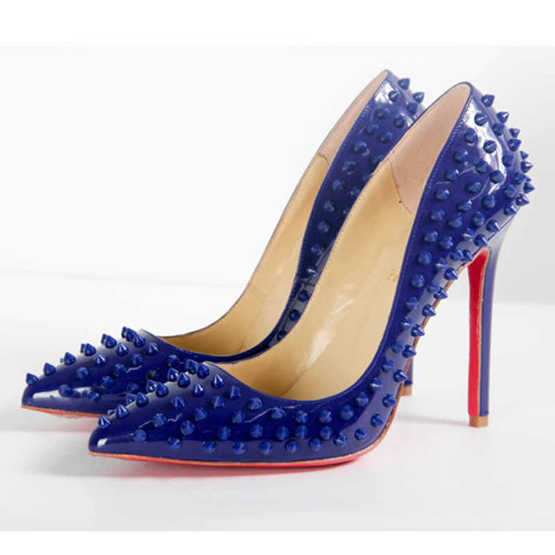 made to order!!! ch**an louboutin S*per perfect follies spikes blue heel made to order