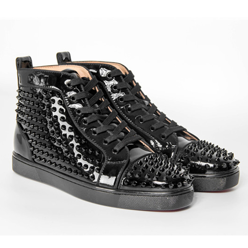 Ch**an louboutin in stock!!! limited version black l**is spikes mens flat sneaker