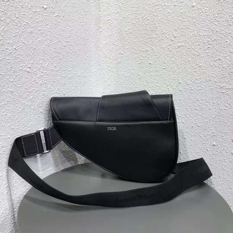 D*or bee printed saddle bag in black calfskin