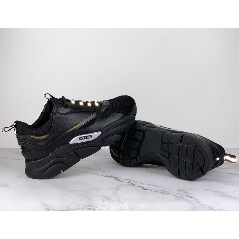 D*or "b22" sneaker in black knit and black calfskin