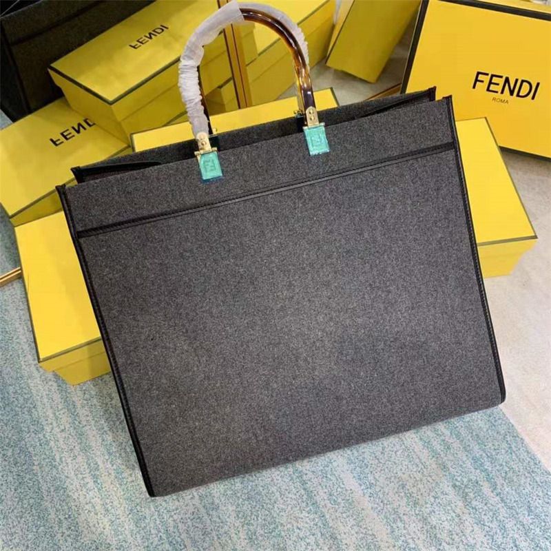 F**di black leather square totebag