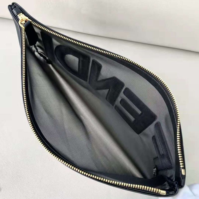 F**di mesh large flat pouch black