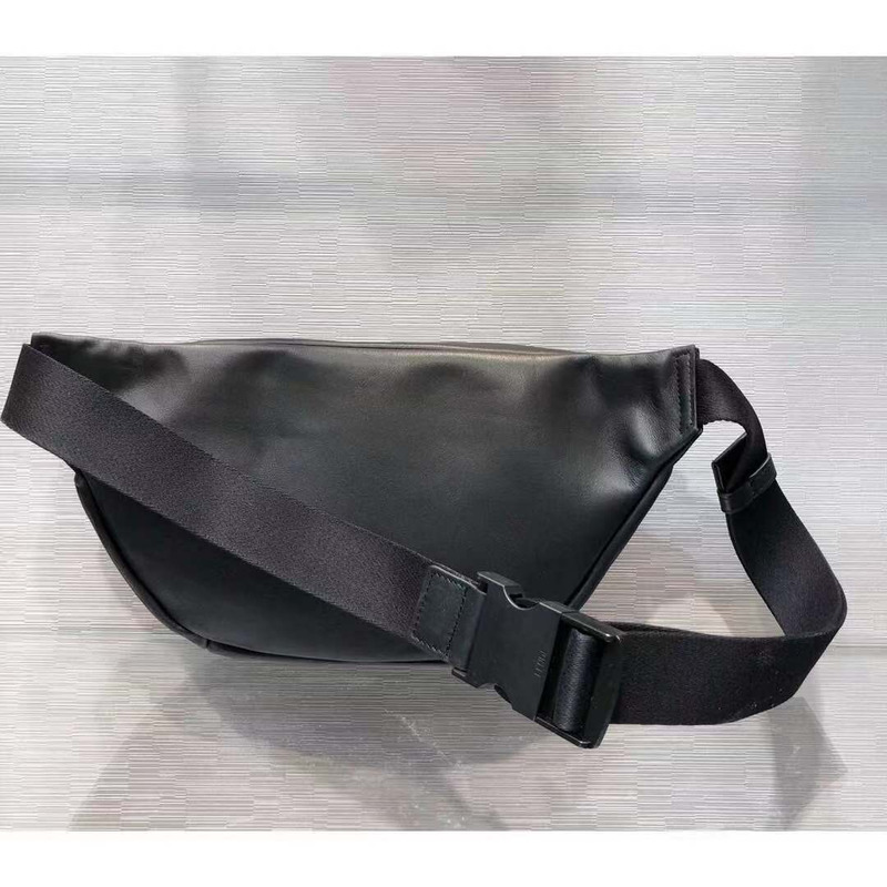 F**di black leather belt bag