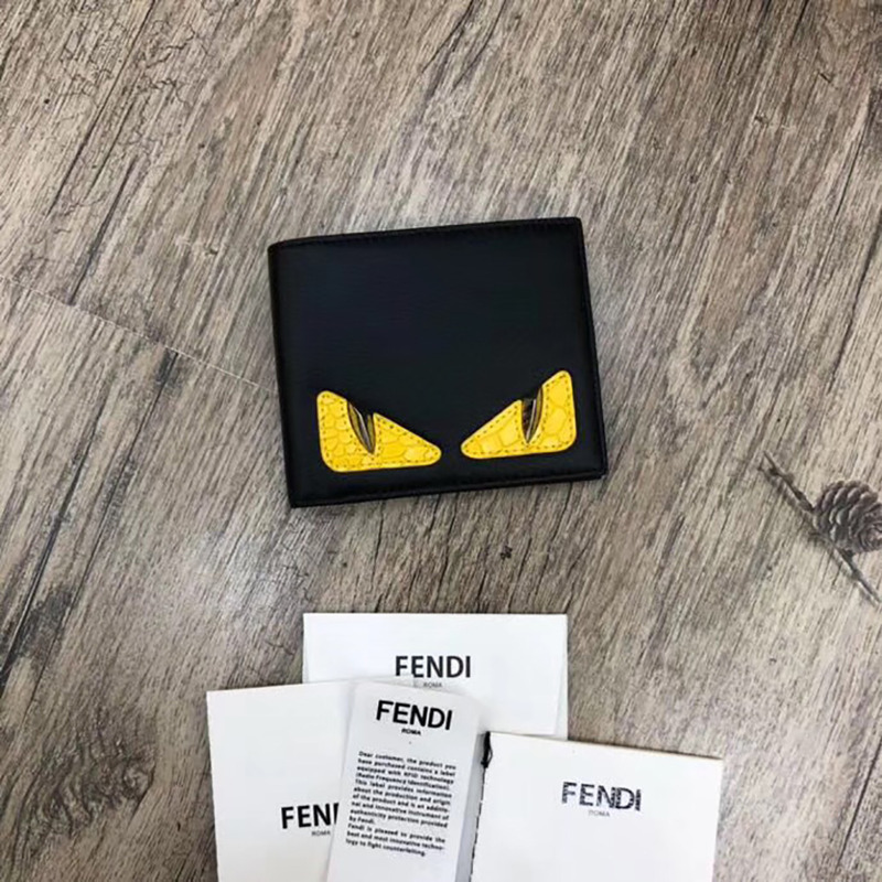 F**di black leather horizontal wallet