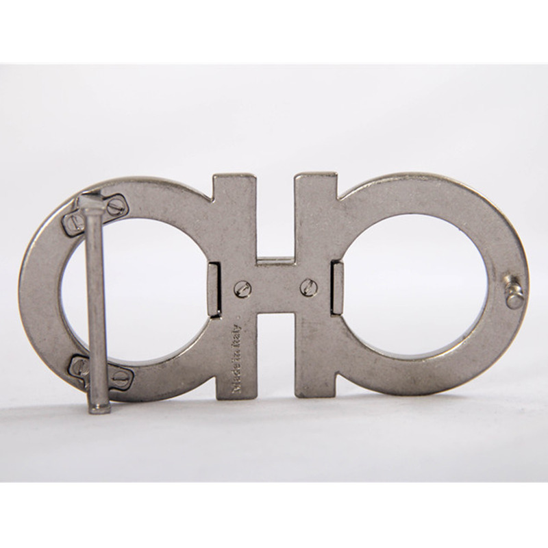 Ferragamo Reversible and Adustable Belt Silver Big Buckle Brown Red