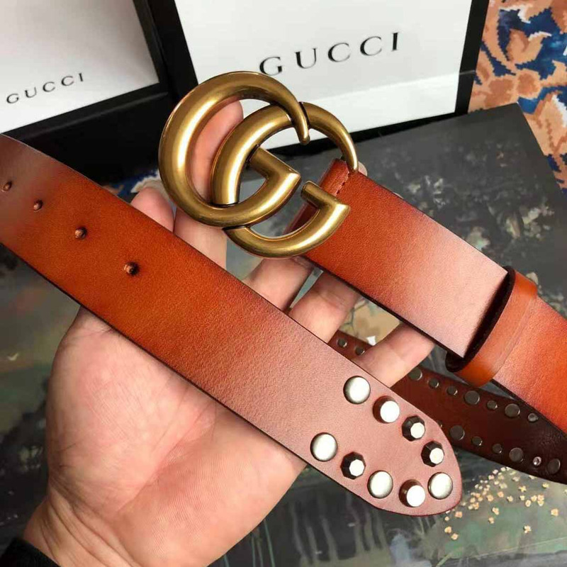 G*u*i leather belt with double g buckle
