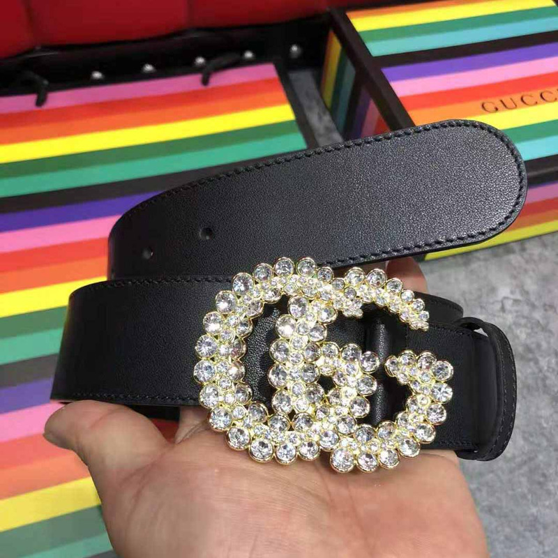 G*u*i leather belt with double g buckle