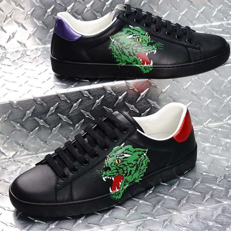 G*u*i ace tiger print sneaker in black