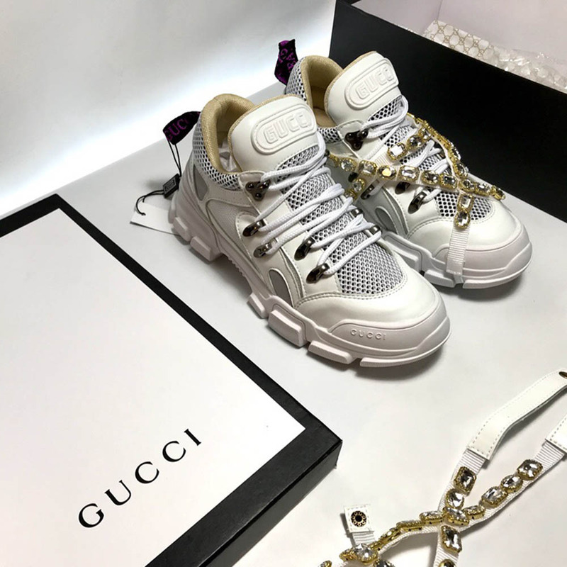 G*u*i flashtrek sneaker with removable crystals(white leather)