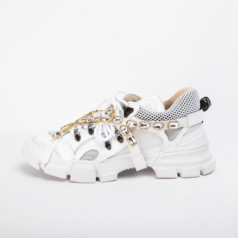 G*u*i flashtrek sneaker with removable crystals(white leather)