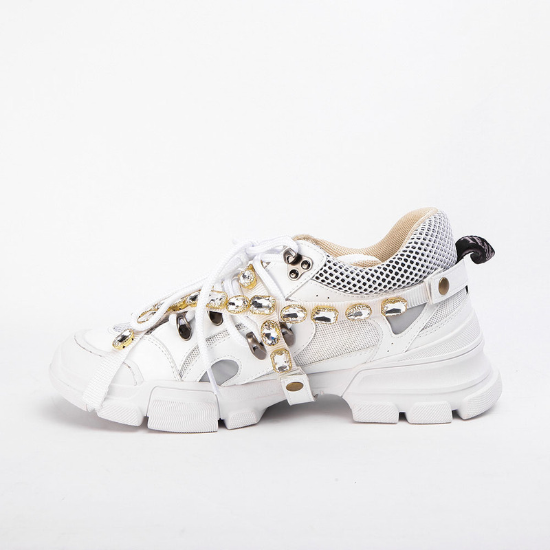 G*u*i flashtrek sneaker with removable crystals(white leather)