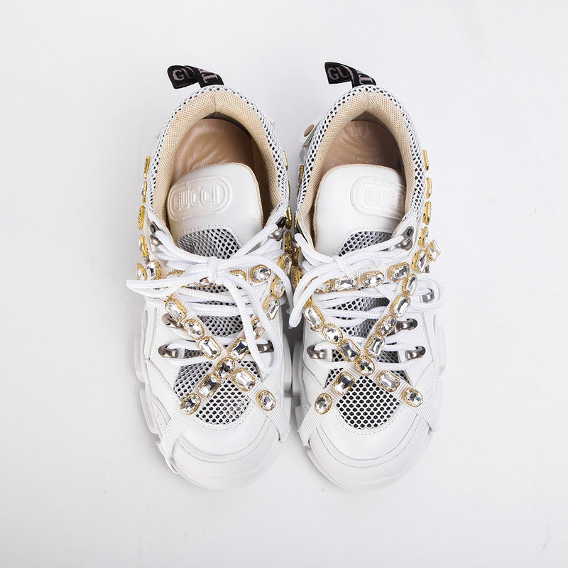 G*u*i flashtrek sneaker with removable crystals(white leather)