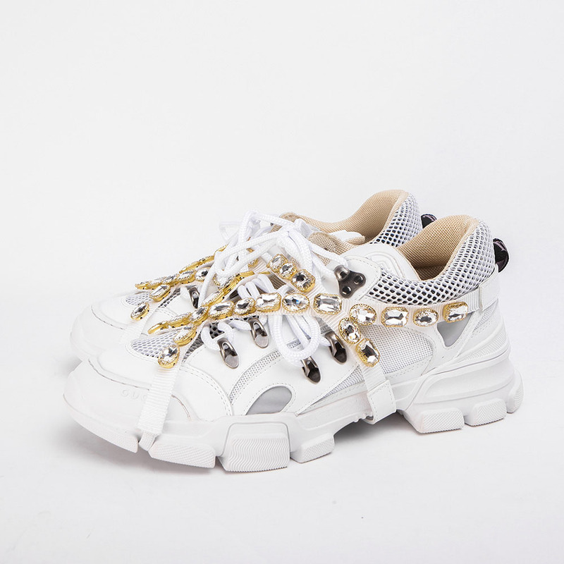G*u*i flashtrek sneaker with removable crystals(white leather)