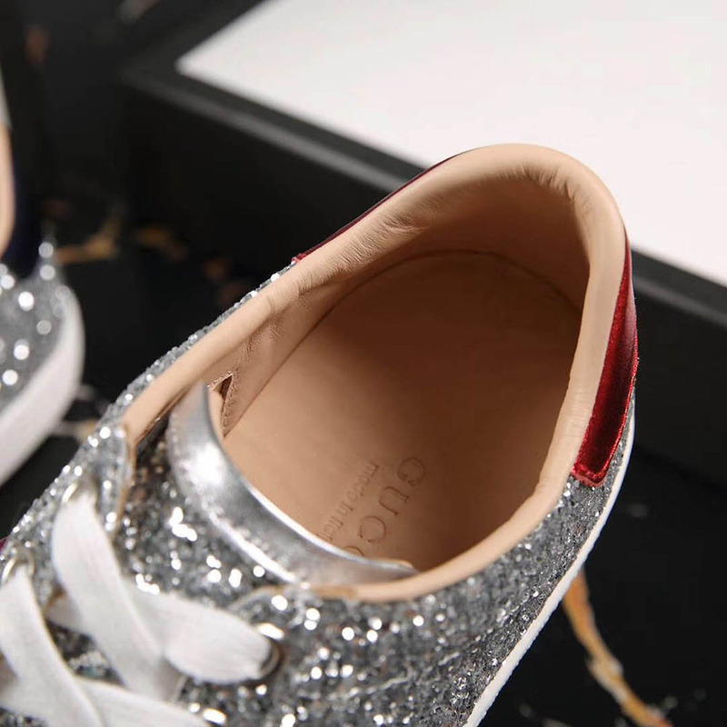 G*u*i ace glitter sneaker in silver