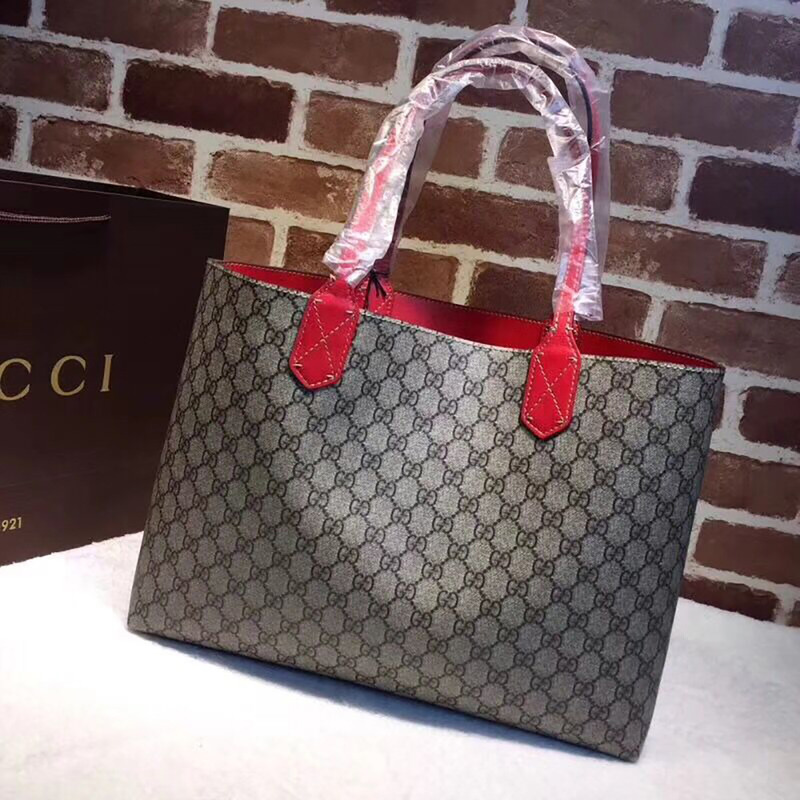 G*u*i reversible gg medium tote(red leather)