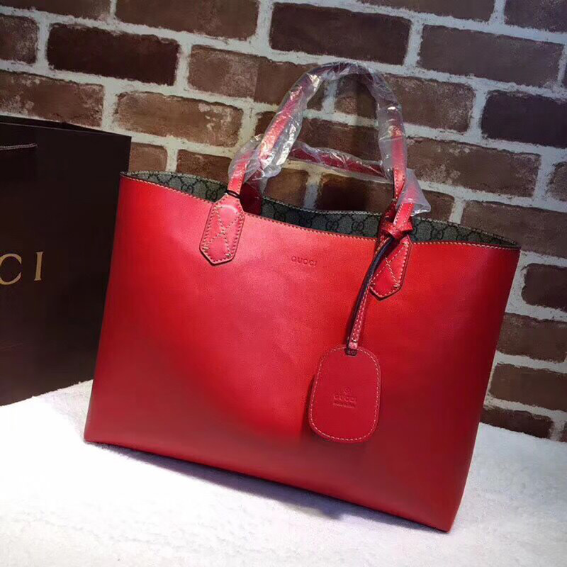 G*u*i reversible gg medium tote(red leather)