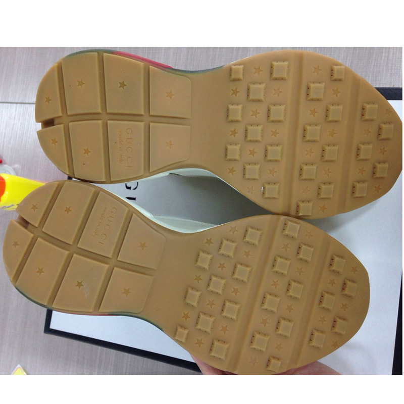 G*u*i rhyton web print leather sneaker (white leather)