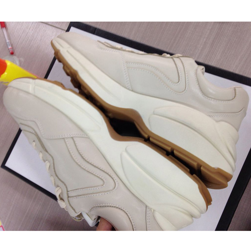 G*u*i rhyton web print leather sneaker (white leather)