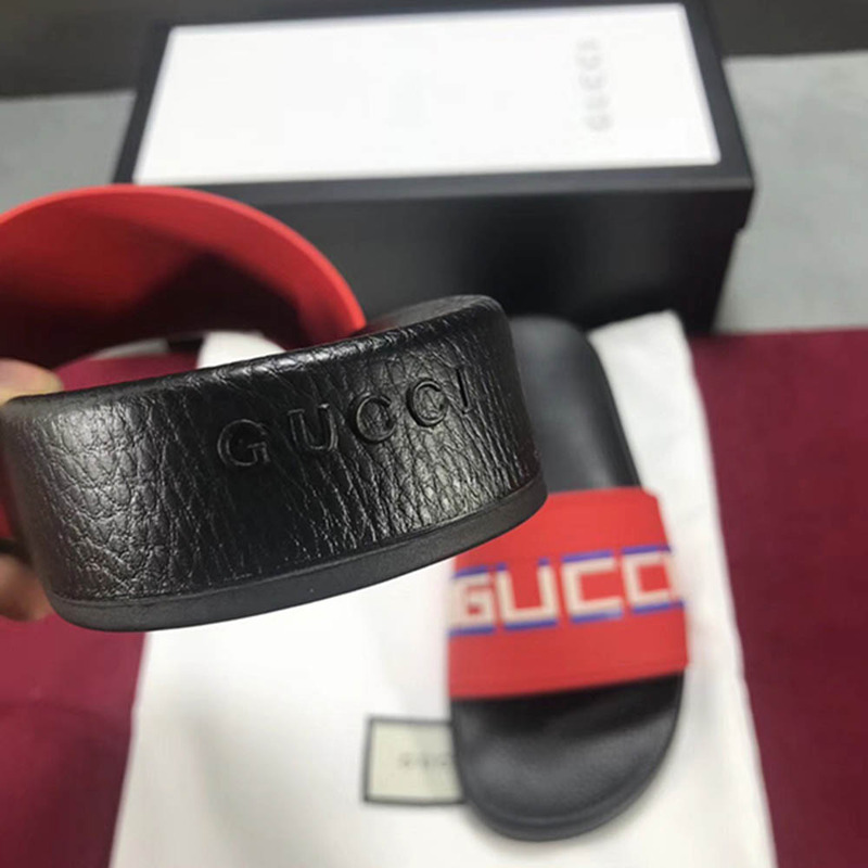 G*u*i stripe rubber slide sandal(red)