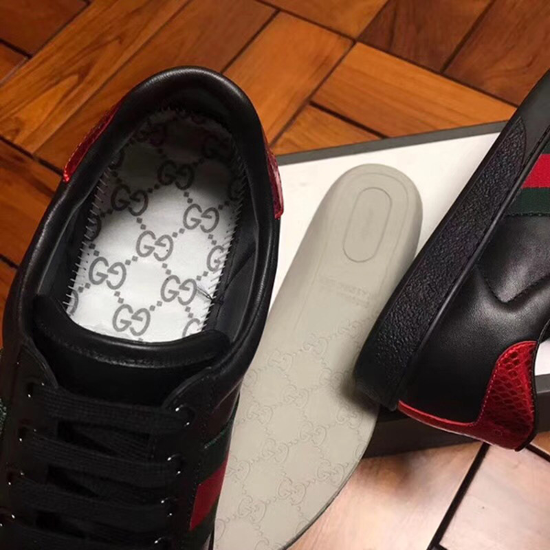 G*u*i ace black leather sneaker