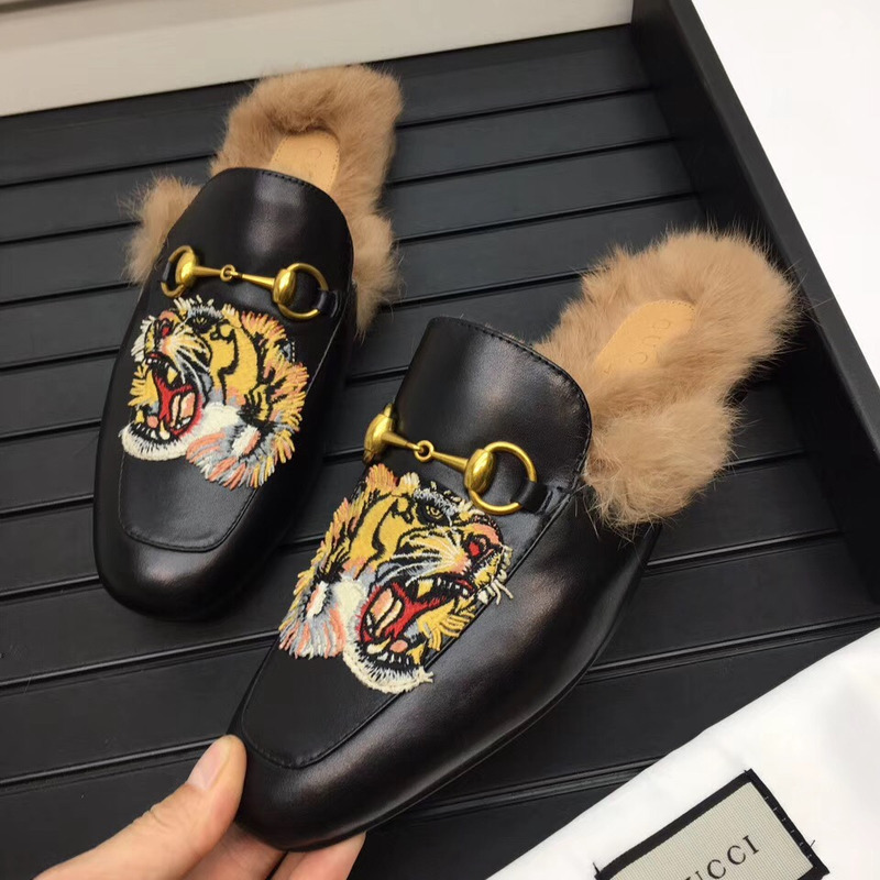 G*u*i black tiger princetown slip-on loafers