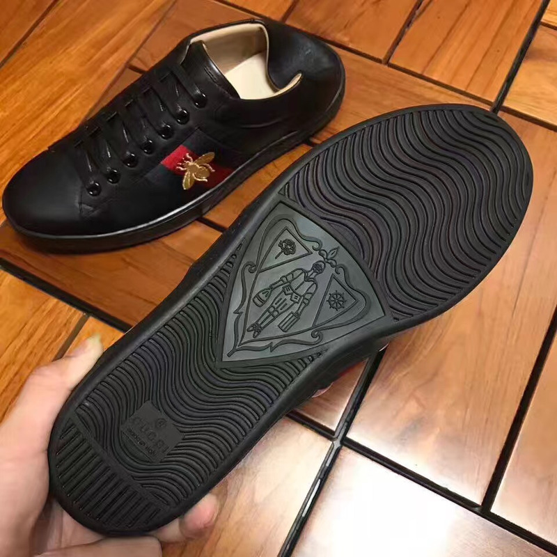G*u*i new ace leather bee black sneakers